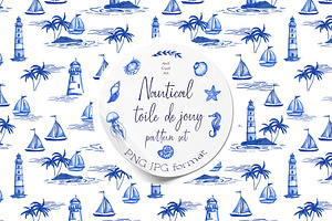 Nautical Toile De Jouy Seamless Patt