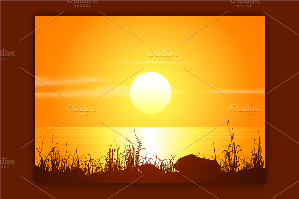 Sunset Landscapes Vector Set, an Illustration by MSA-Graphics
