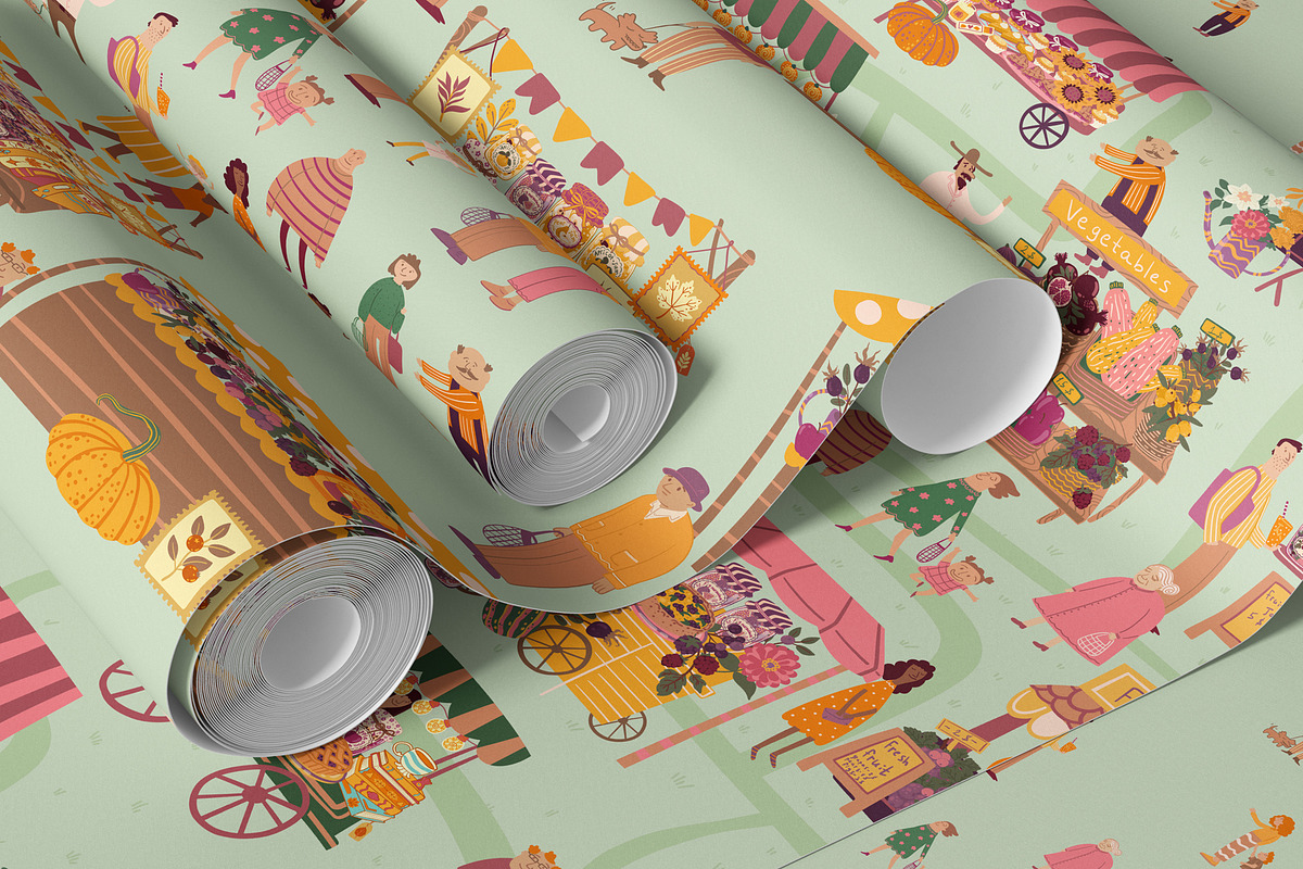 Autumn farm market patterns, a Pattern Graphic by Carpet Tapete Pretzel (Photo 7 of 14)