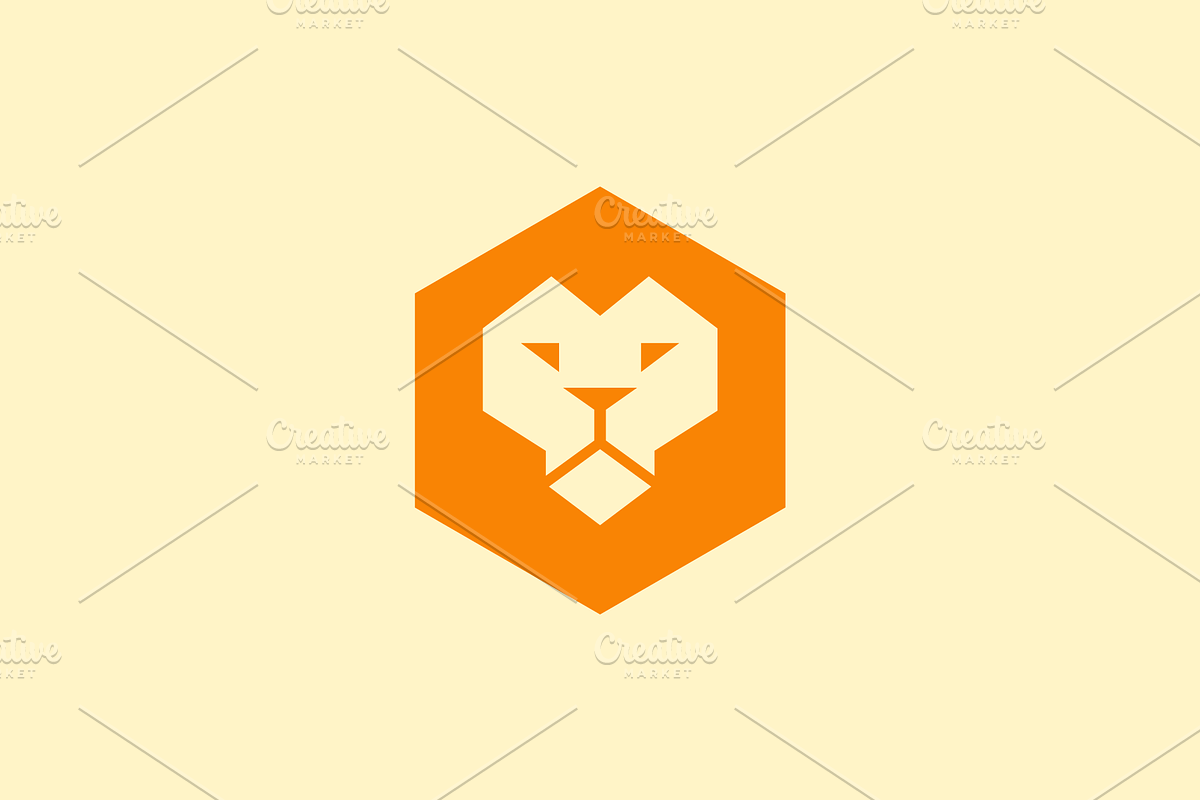 lion head hexagon logo design flat, a Branding & Logo Template by devastd