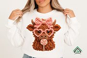 Yarn Highland Cow Coquette Valentine, an Illustration by Craft Nest (Thumbnail 4 of 7)