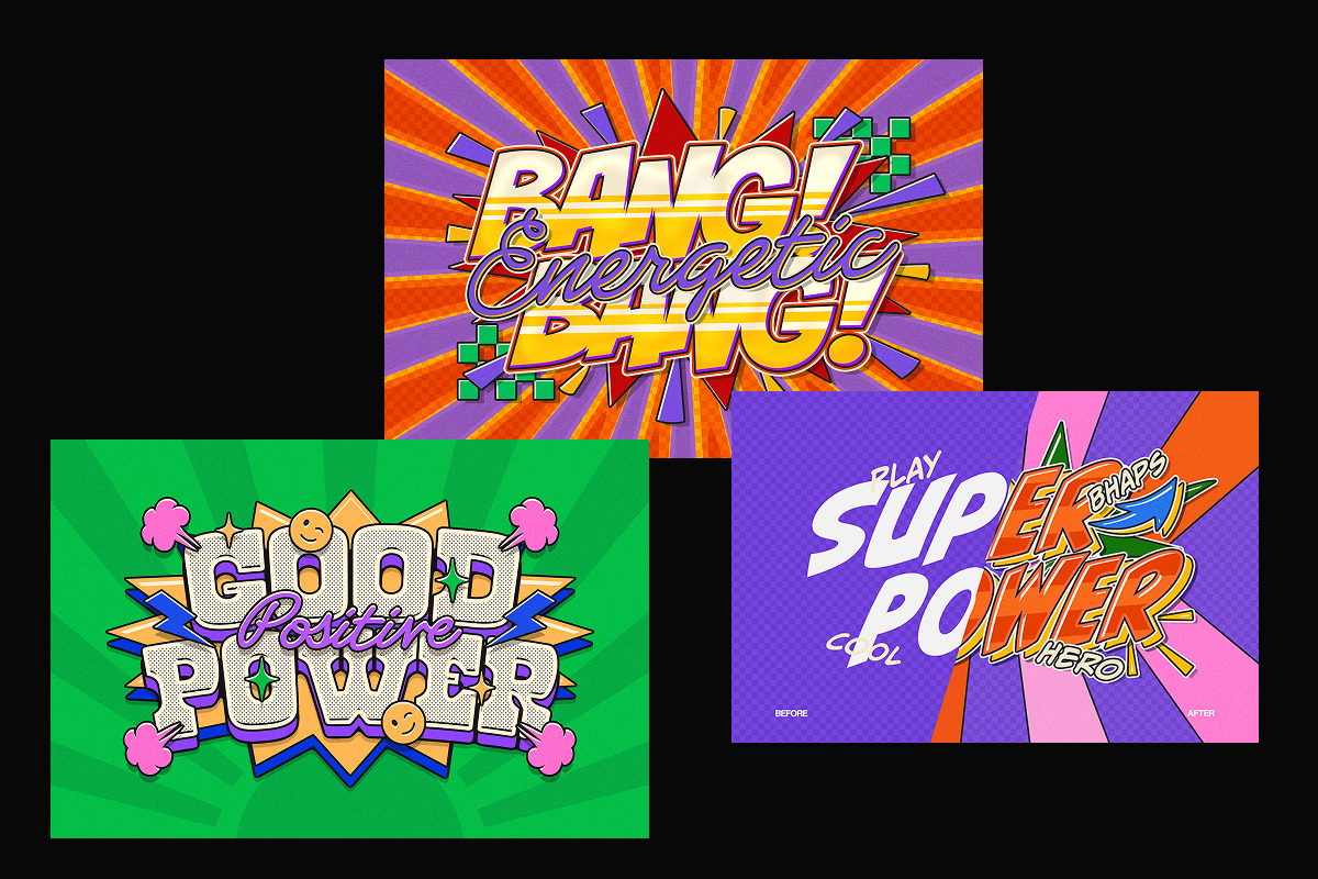 Retro Comic Pop Art Text Effect, a Layer Style Add-On by Matsero (Photo 2 of 4)
