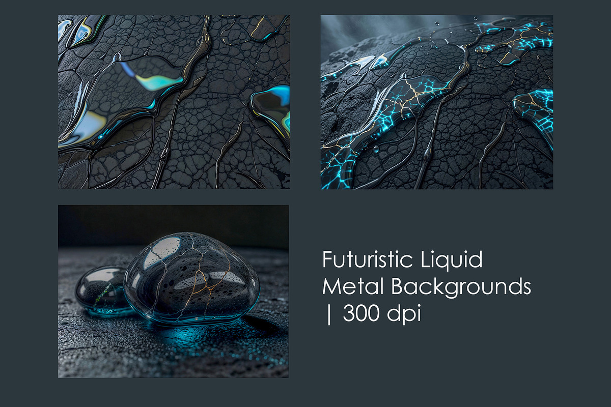 Futuristic Liquid Metal Backgrounds, an Object Illustration by StockVerse Creative (Photo 1 of 4)