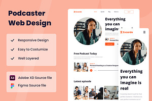 Podcast Web Design, a Wireframe Template by INSPR STD