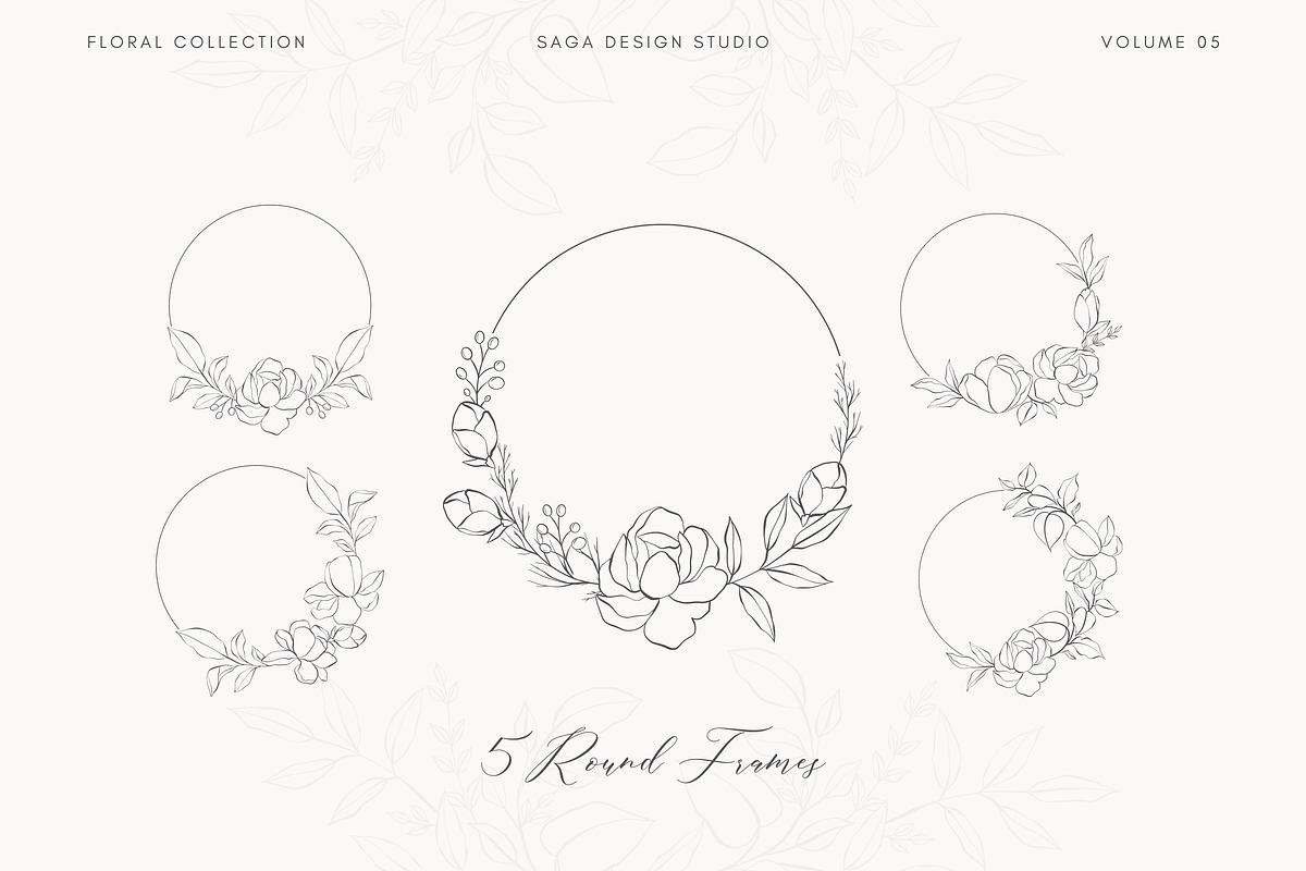 Handrawn Floral Bouquets and Frames, a Decorative Illustration by Saga Design Studio (Photo 3 of 9)