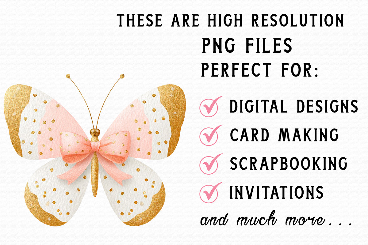 Coquette Christmas Butterfly Clipart, an Illustration by Libby Wishes (Photo 7 of 7)