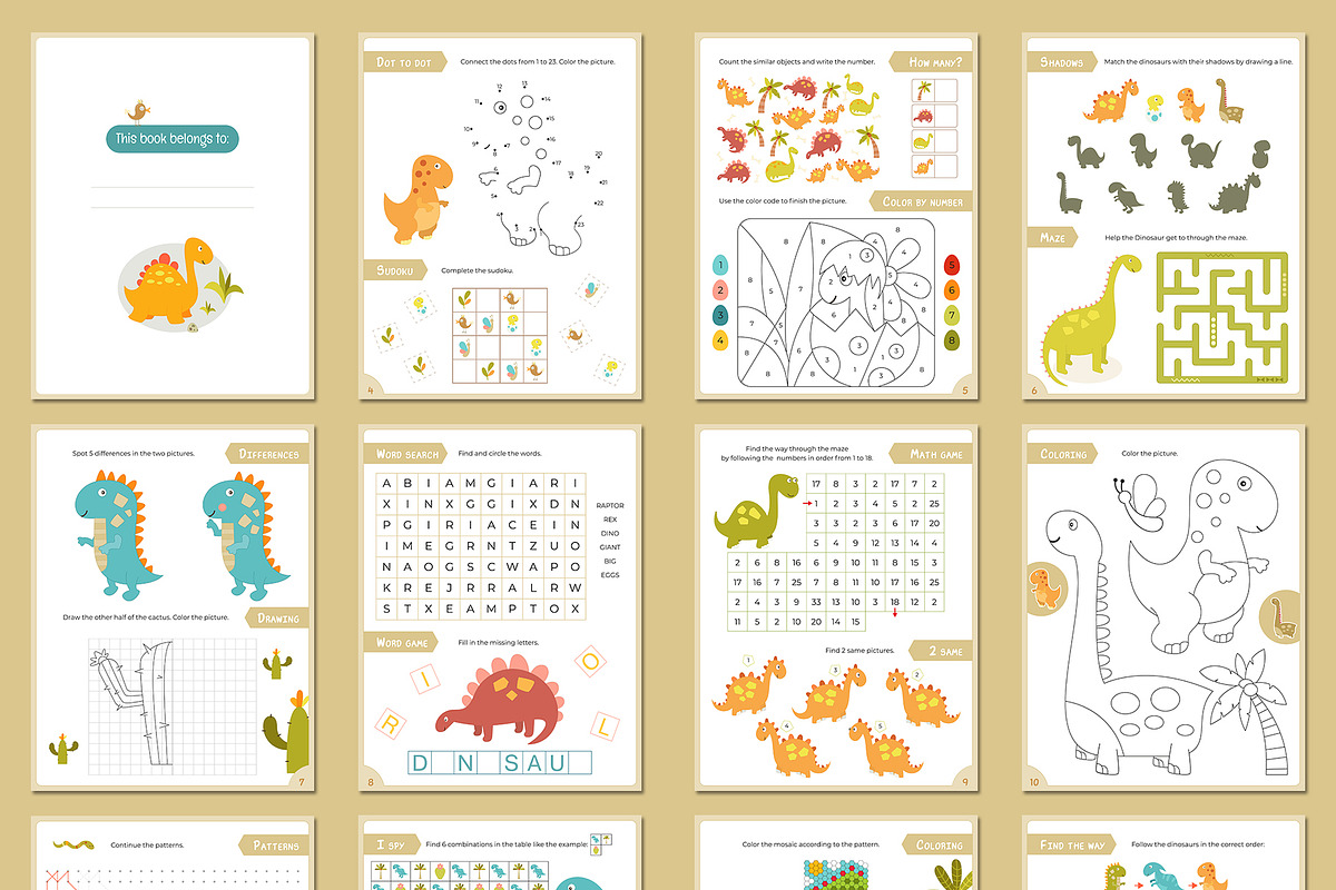 Dinosaurs Activities for kids, an Education Illustration by Nursery Art (Photo 3 of 9)