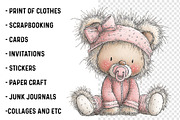 Watercolor Teddy Bear Clipart, an Illustration by SinaCreation (Thumbnail 2 of 7)