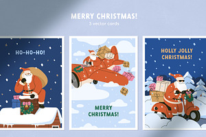 Merry Christmas cards with Santa set, a Decorative Illustration by Good Studio