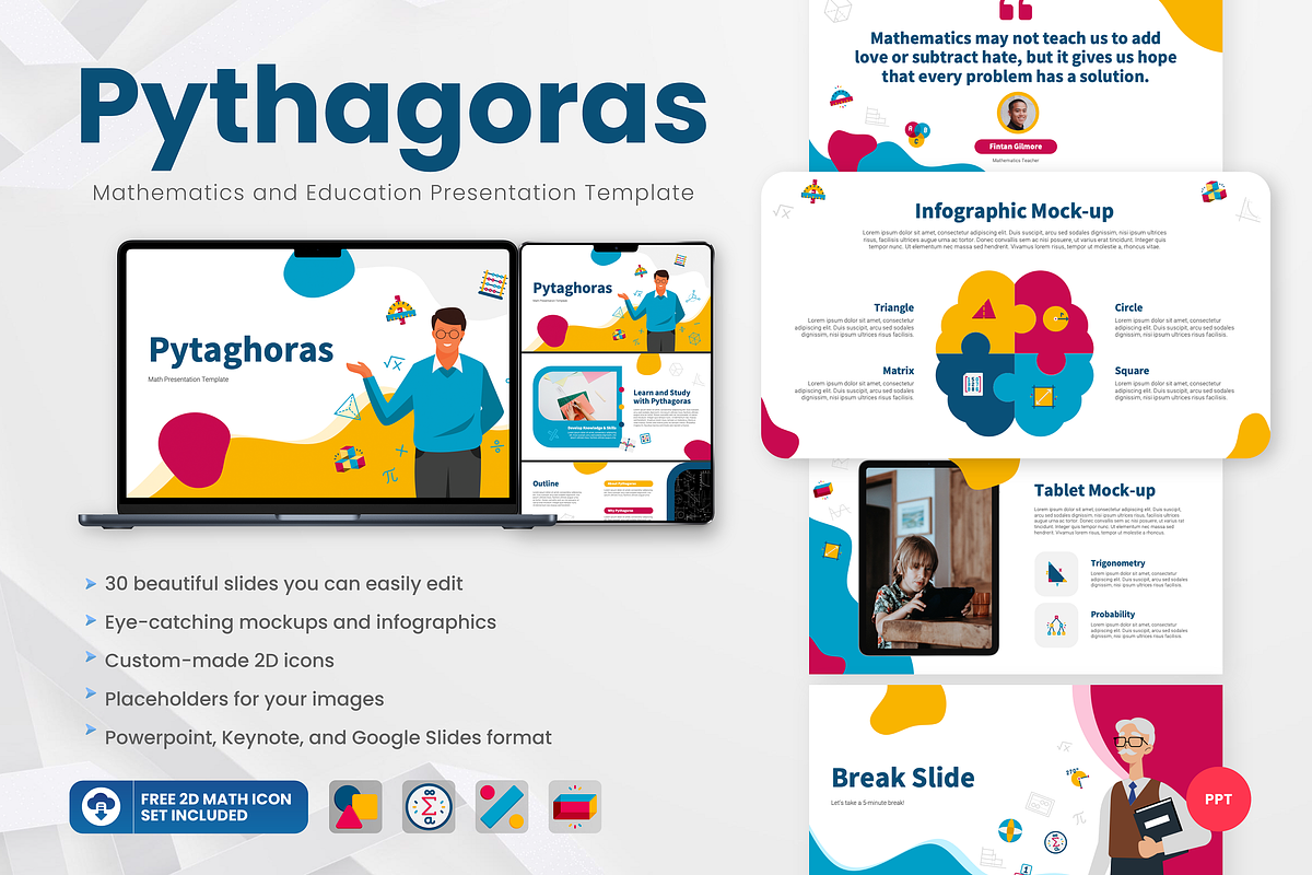 Math PowerPoint Template, a Presentation Template by Flat Icons