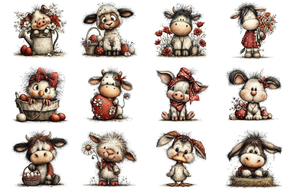 Whimsical Easter Farm Animals Clipar, an Illustration by Dream Creation (Photo 3 of 4)
