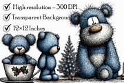 Christmas Ice Blue Teddy Bear Clipar, an Illustration by Libby Wishes (Thumbnail 6 of 7)