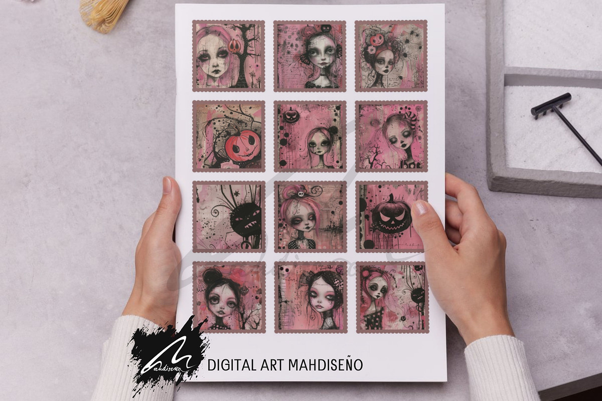 Pinkoween Whimsical Scrapbook Pages, a Seasonal Illustration by Digital Art Mahdiseño (Photo 8 of 10)
