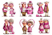 Quirky Valentine Old Couple Clipart, an Illustration by Dream Creation (Thumbnail 3 of 7)