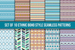 Set Of 10 Boho Seamless Patterns