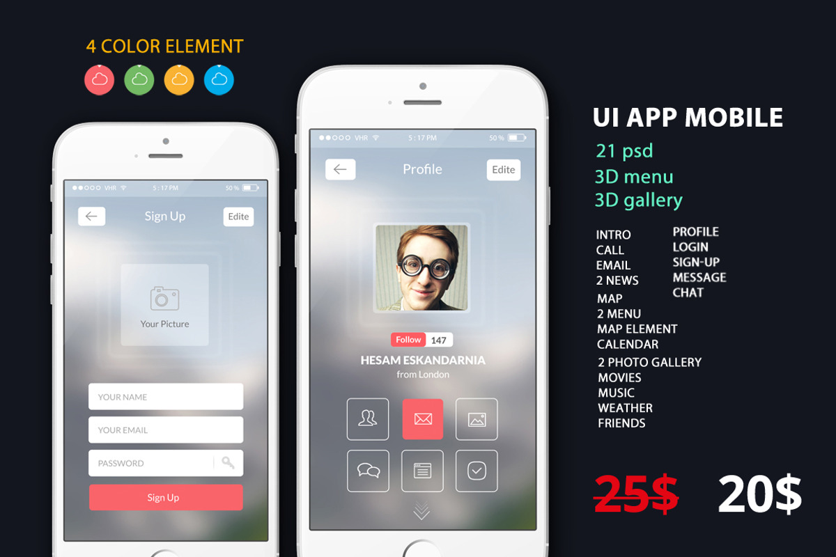 UI Mobile Creative APP, an App Template by Alireza Farzad (Photo 1 of 7)