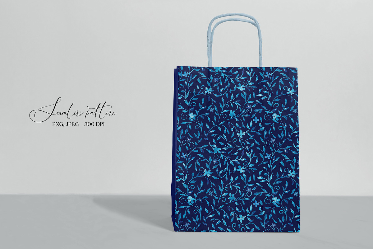 Blue leaves seamless pattern, a Pattern Graphic by SirenaArt (Photo 11 of 12)