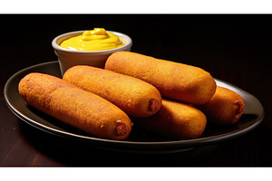 snack corn dogs ai generated, a Food & Drink Photo by pikepicture