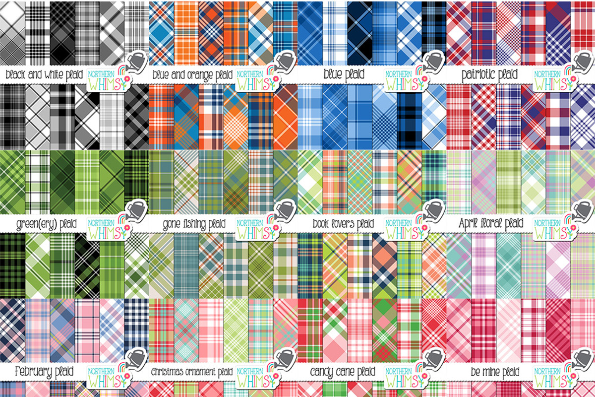 Plaid Diagonal and Seamless Patterns, a Pattern Graphic by Northern ...