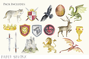 Watercolor Medieval Clipart, an Illustration by PaperSphinx (Thumbnail 2 of 3)