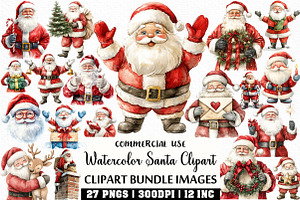 Watercolor Santa Clipart, an Illustration by Craft Nest