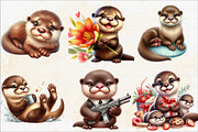 Watercolor Playful Otter Pups Subli, an Illustration by SVGArt (Thumbnail 2 of 8)
