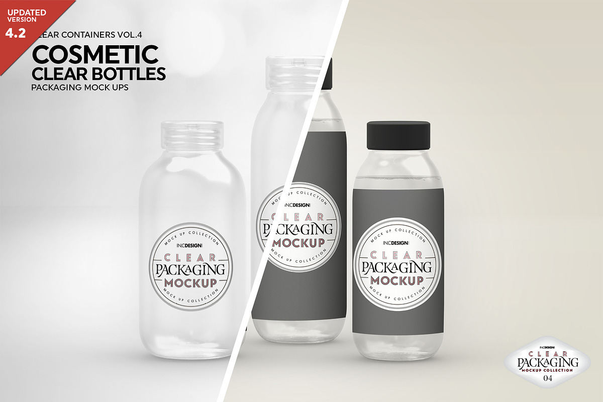 Clear Cosmetic Bottle Set Mockup, a Cups & Container Mockup by INCDesign (Photo 1 of 7)