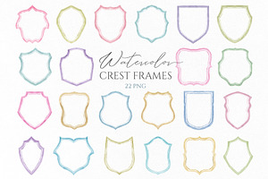 Watercolor Hand-painted Crest Frames, an Object Graphic by GraphicsDish