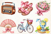 Bohemian Pink Gingham Summer Clipart, an Illustration by Libby Wishes (Thumbnail 4 of 6)