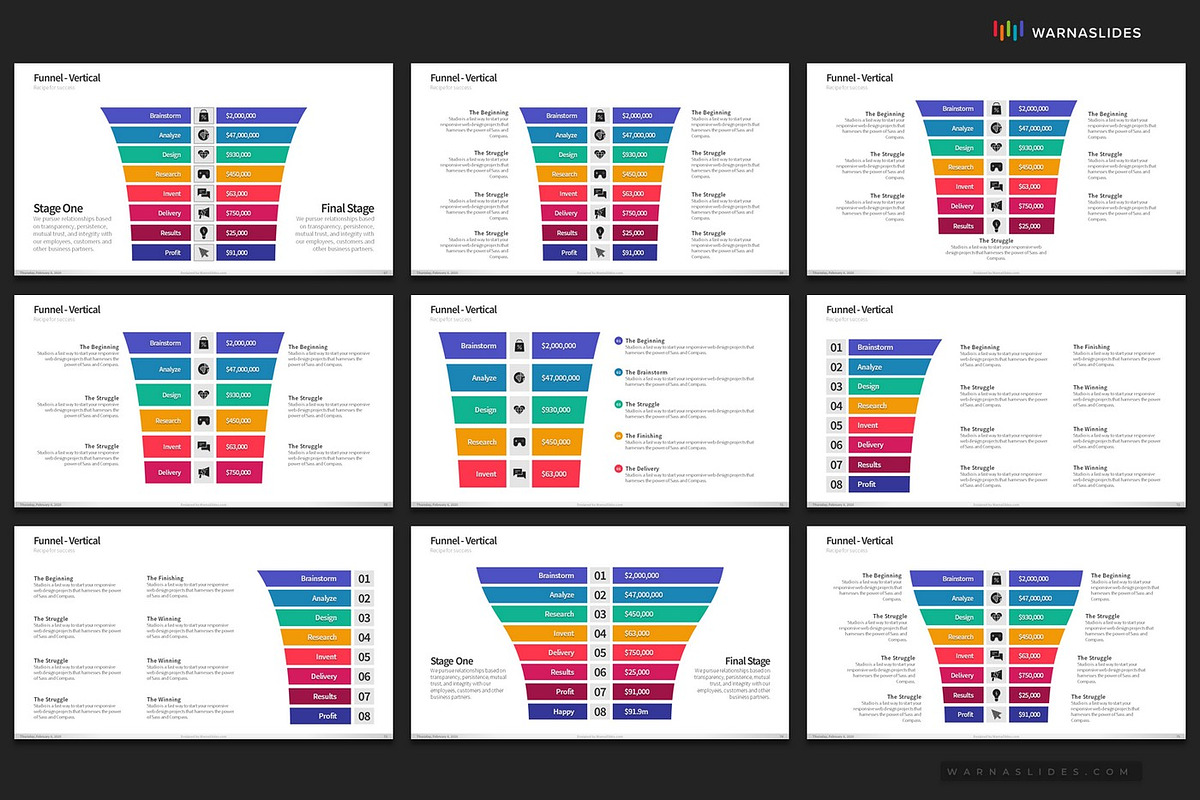 Funnel Diagram PowerPoint Templates, a Presentation Template by Warna Works (Photo 14 of 26)