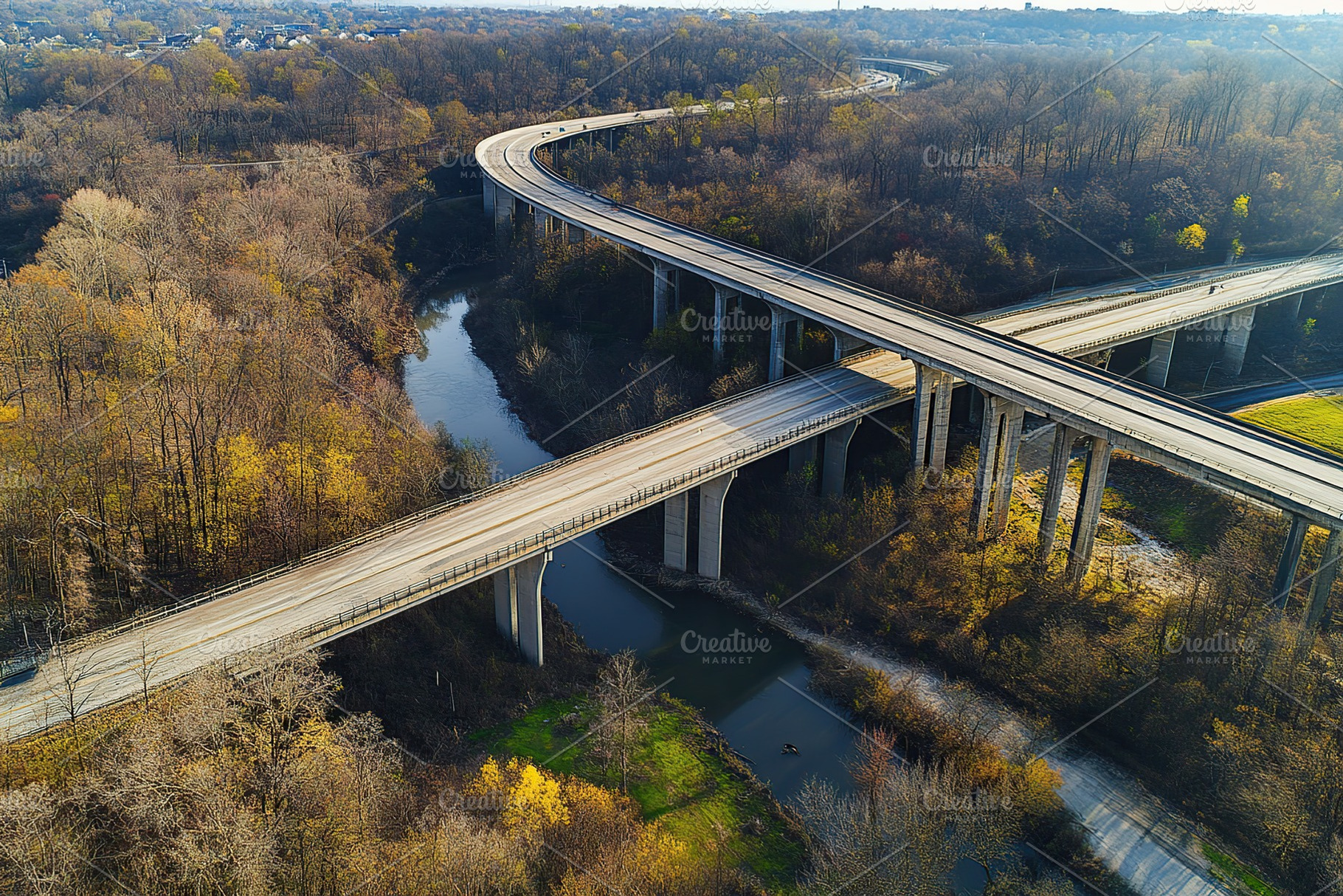 Top view photo of multilevel bridge highway road, an Industrial Photo by AlyaAnd