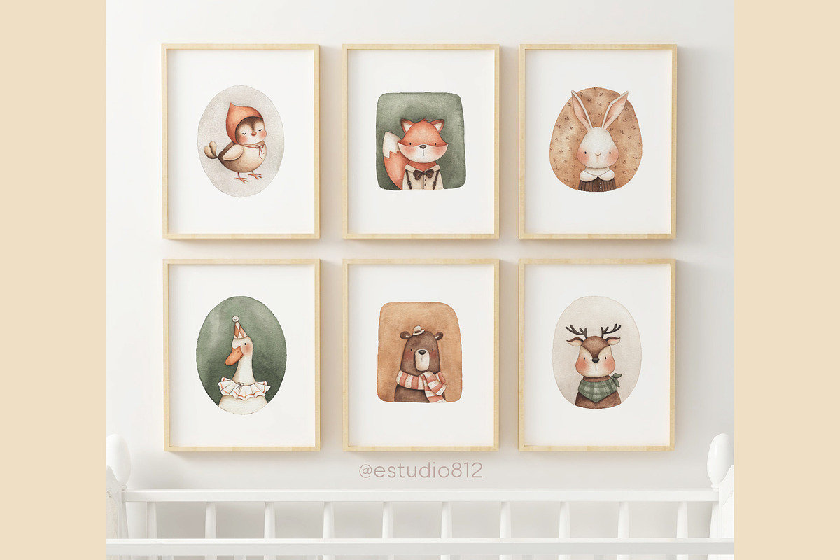 Vintage Little Forest watercolor set, an Animal Illustration by Estudio 812 (Photo 6 of 8)