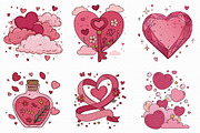Whimsical Romantic Valentine Clipart, an Illustration by Libby Wishes (Thumbnail 2 of 8)