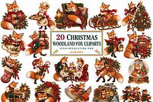 Christmas Woodland Fox Clipart