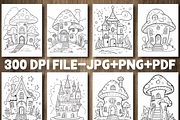 Magical Fairy House Coloring Pages, a Decorative Illustration by Design Station (Thumbnail 4 of 5)