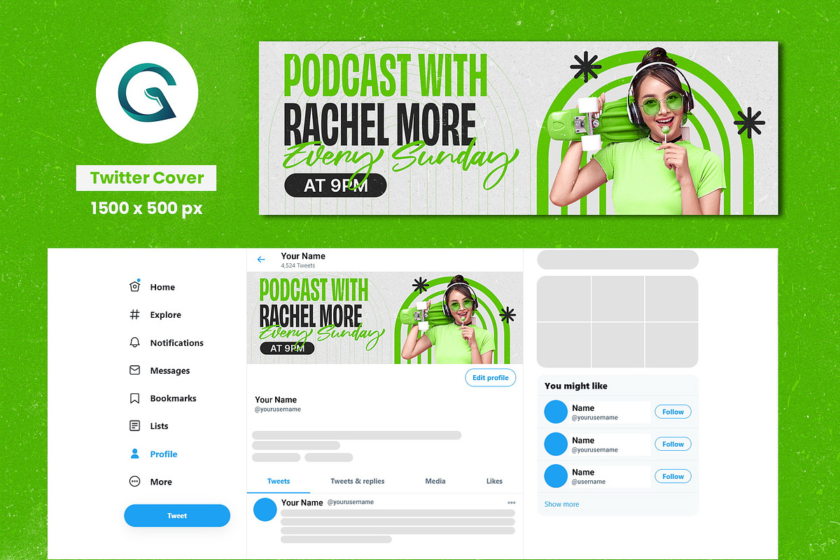 Podcast Social Media Pack Template preview 5