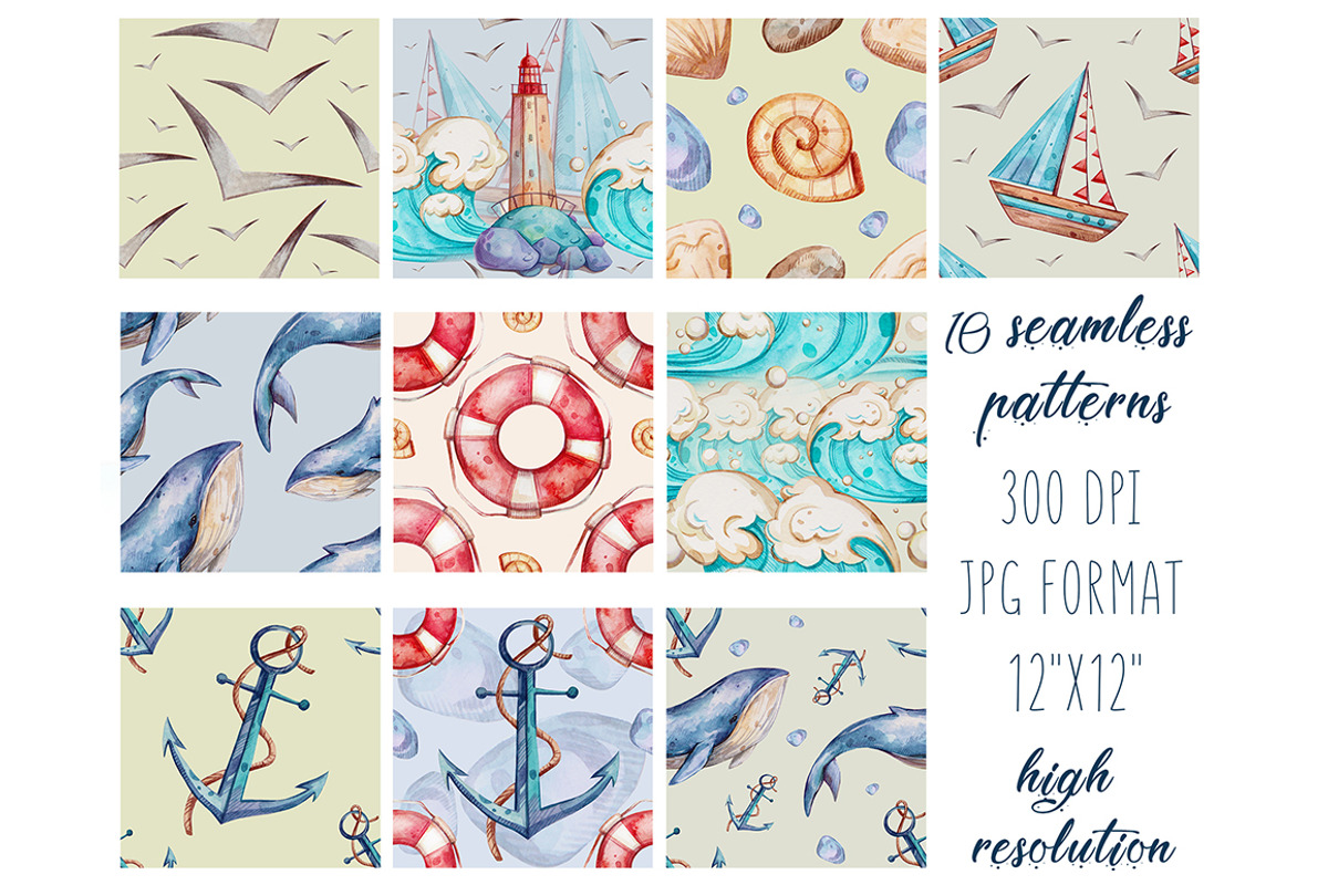 Watercolor nautical illustration set, a Transportation Illustration by Aquarellka (Photo 3 of 10)