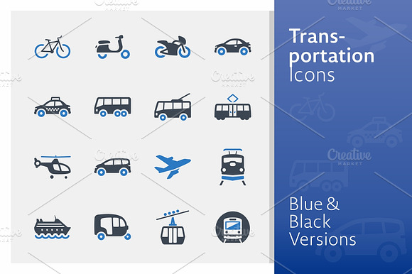 Transportation Icons Blue Series