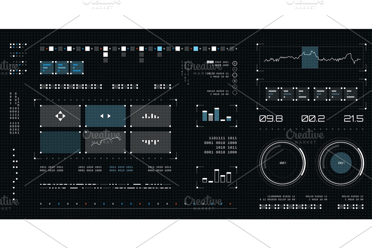 Futuristic user interface. Spaceship screen elements set. Infographic ...