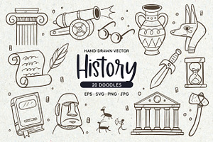History Doodle Clipart Set, an Education Illustration by insemar