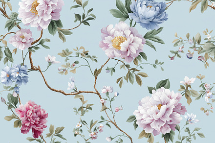Seamless pattern repeat botanical floral design for wallpaper, f, a Pattern Graphic by Anneleven