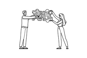 technology system integration vector, a Person Illustration by pikepicture