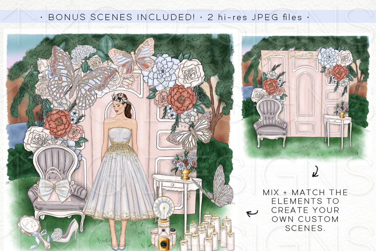 Butterfly Fashion Girl Clip Art, an Illustration by TWG Designs (Photo 4 of 4)