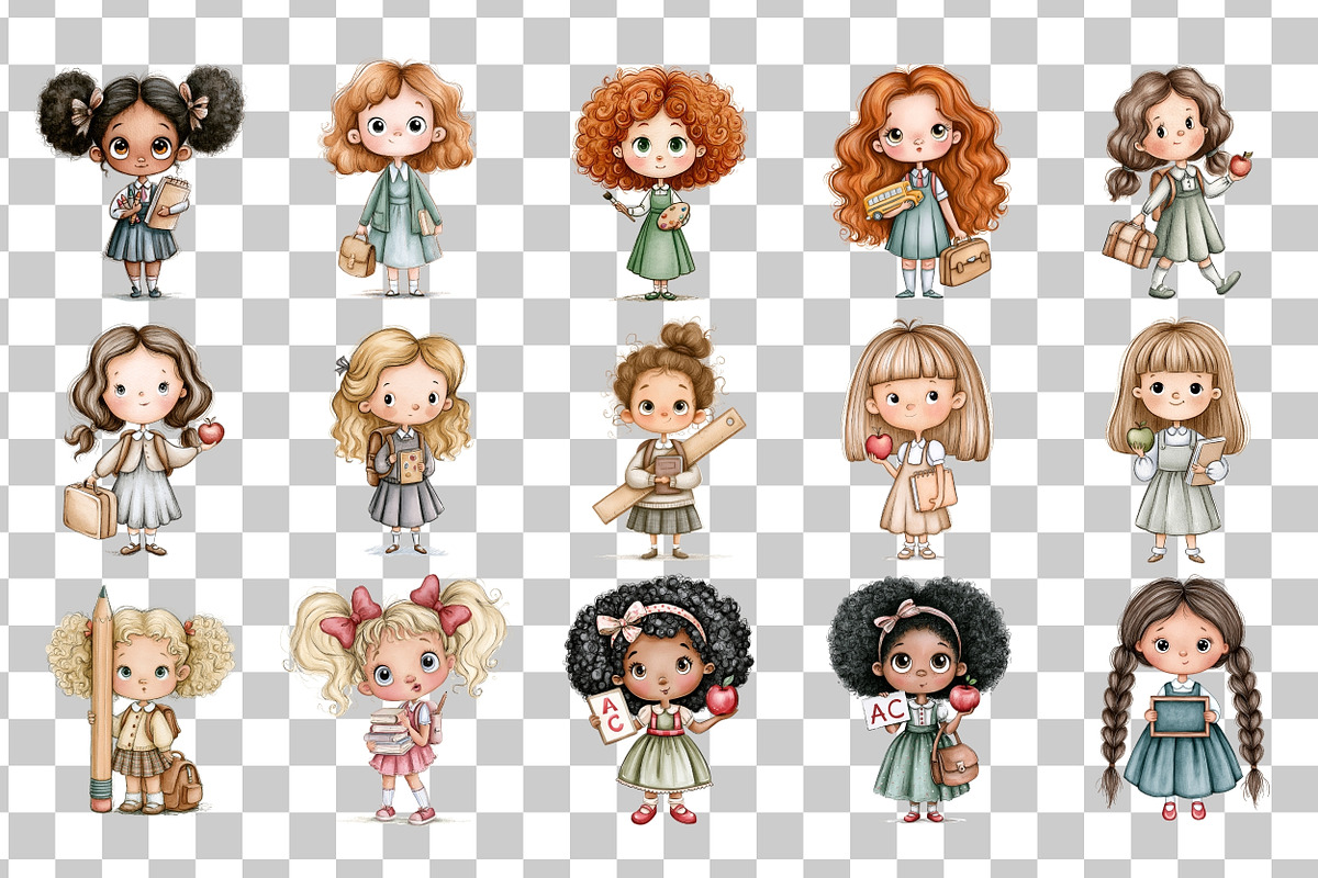Back to School Kids Clipart, an Education Illustration by Nicolle's Colorful Art (Photo 3 of 6)