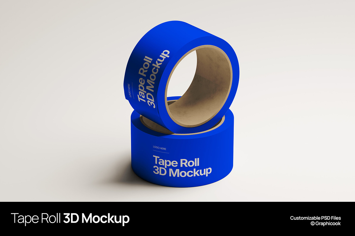 Tape Roll 3D Mockup PSD, a Packaging Mockup by Akrinity Digital (Photo 1 of 4)