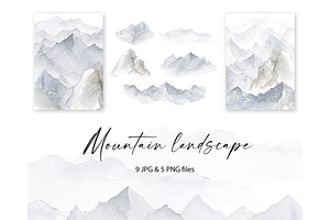 Watercolor Mountains Clipart