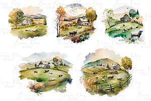 Quiet Countryside Scene Clipart