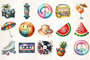 Cute Retro Summer Clipart, an Illustration by Rose Art (Thumbnail 2 of 9)