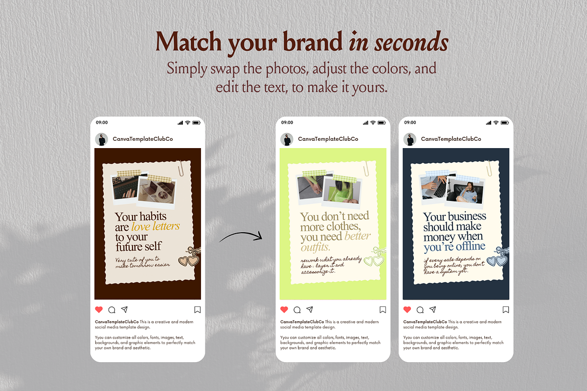 Brown Social Templates for Creators, a Social Media Template by CanvaTemplateClubCo (Photo 14 of 16)