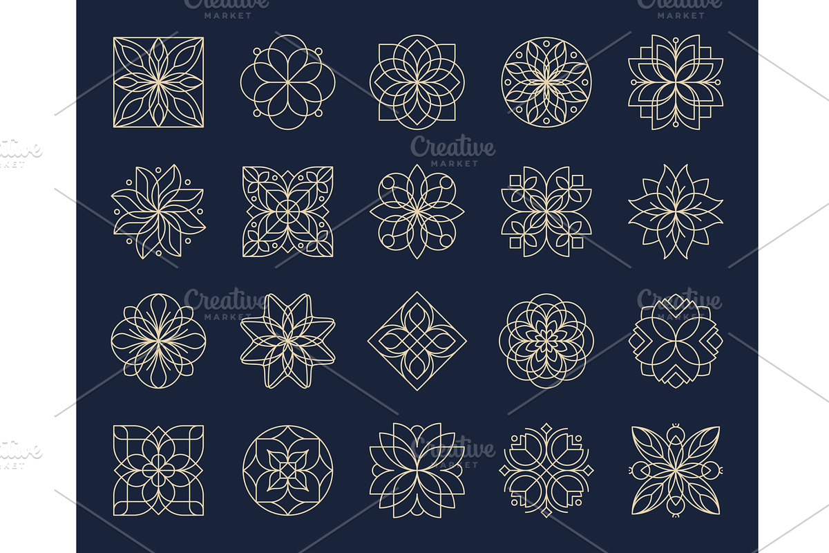 Outline flower icons and decorations, a Decorative Illustration by Vector Tradition